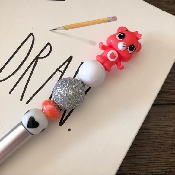 The Care Bears: Smart Heart Bear handmade beaded pen - Picture 1 of 3